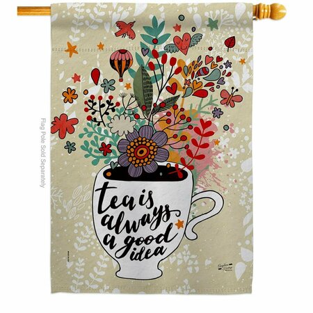 PATIO TRASERO Tea Is Good Beverages Coffee 28 x 40 in. Double-Sided Vertical House Flags for  Banner Garden PA3955661